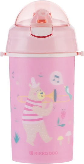 Silicone Straw Water Bottle 450ml Music Fest Kikkaboo Pink 31302030081
