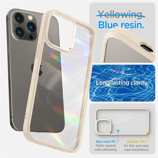 Spigen Crystal Hybrid Umschlag Rückseite Kunststoff / Silikon Beige (iPhone 14 Pro Max)