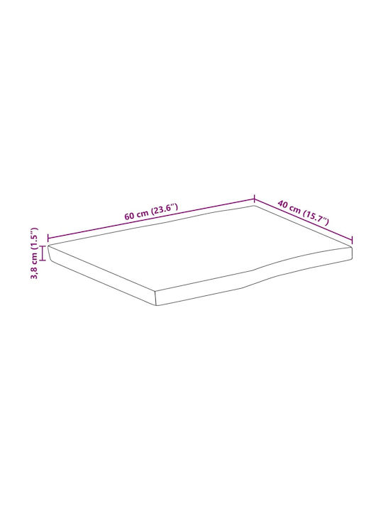vidaXL Dreptunghiulară Suprafața mesei din Lemn Masiv Maro 60x40x3.8cm 370632 1buc