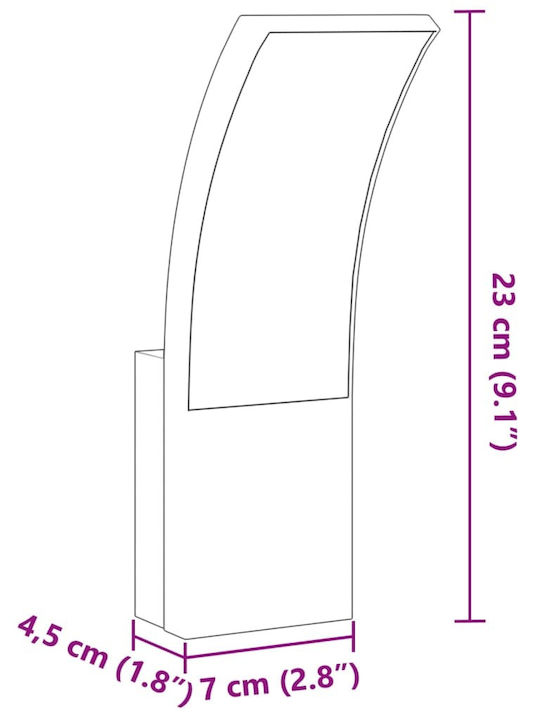 vidaXL Επιτοίχιο Εξωτερικό Φωτιστικό LED IP54 9W με Θερμό Λευκό Φως 7x4.5x23εκ.