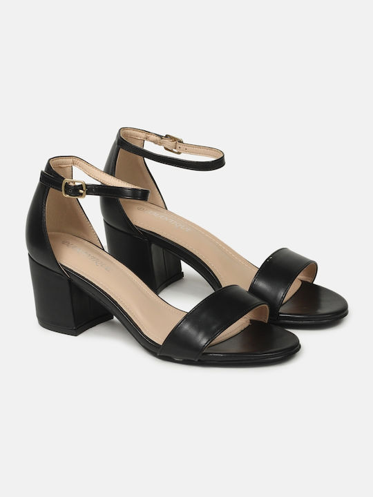 Niedrige Basic-Riemchensandalen Schwarz