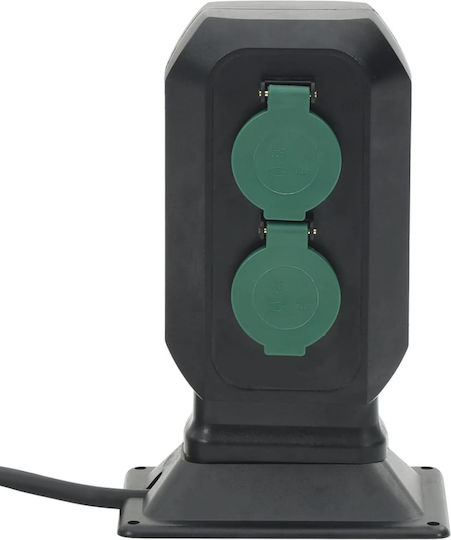 vidaXL Priză Dublă Electrica De Pardoseală Rezistentă La Apă Cu Capac Negru