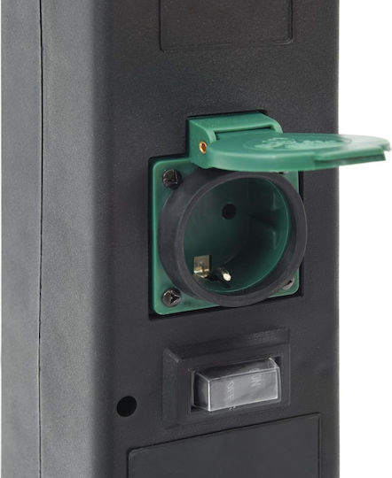 vidaXL Priză Electrică Externă Simplă Rezistentă La Apă Cu Capac Și Comutator Verde