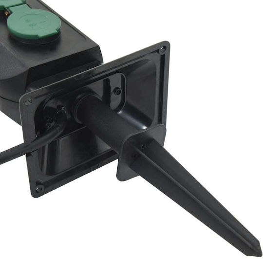 vidaXL Priză Dublă Electrica De Pardoseală Rezistentă La Apă Cu Capac Negru