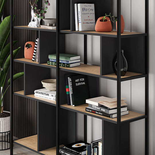 Βιβλιοθήκη Maxi Sapphire Oak - Silky Black 144x35x175εκ.