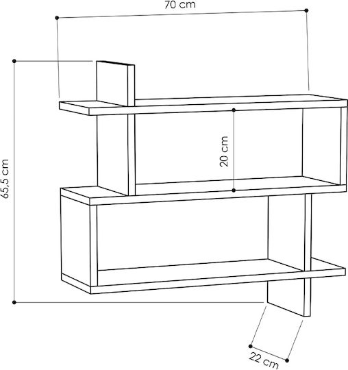 Raft Paralel Deschis Culoare Nuc 70x22x65cm