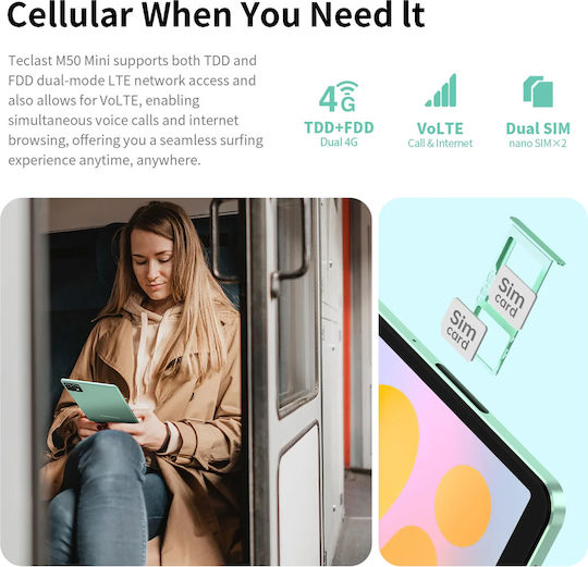 Teclast M50 Mini 4G 8.7" Tablet (6GB/128GB) Πράσινο