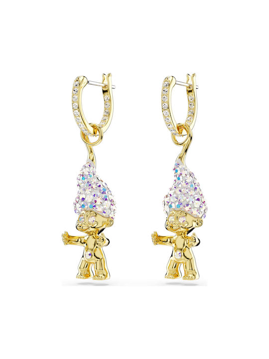 Good Luck Trolls Drop Earrings White Gold-Plated Tone White Swarovski