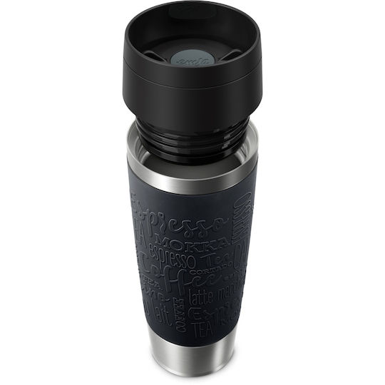 Emsa Travel Glas Thermosflasche Rostfreier Stahl 500ml Black mit Handgriff