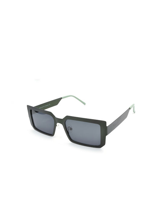 Debbie & Franklin Men's Sunglasses with Green Metal Frame and Gray Polarized Lens DFS1004/002