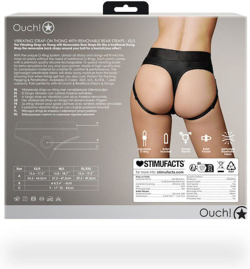 Harness Panties Strap-on Vibrating Strap-on Thong Removable Rear Straps Xs S