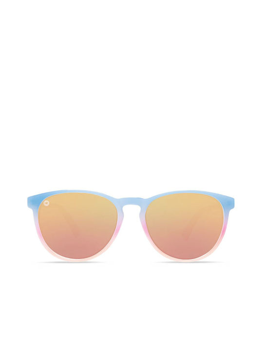 Knockaround Mai Tais Women's Sunglasses with Blue Plastic Frame and Pink Polarized Mirror Lens