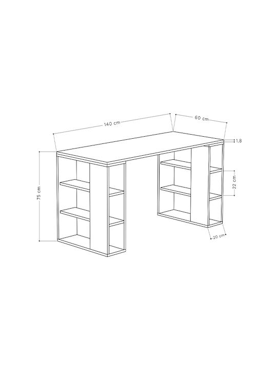 Schreibtisch Colmar Holz Open Walnut 140x60x75cm