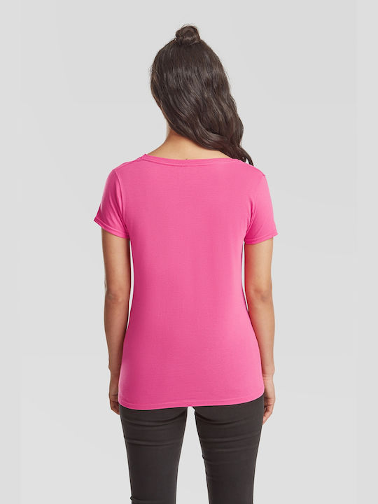 Fruit of the Loom Iconic Γυναικείο Διαφημιστικό T-shirt Κοντομάνικο Fuchsia