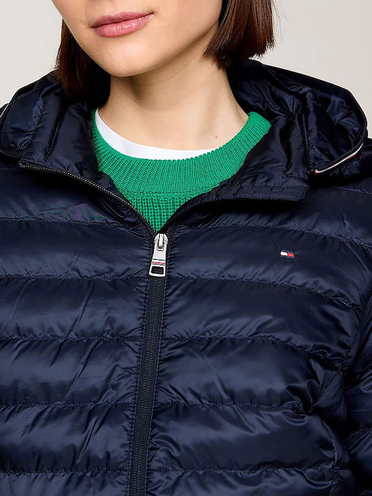 Κοντό Γυναικείο Puffer Μπουφάν για Χειμώνα DarkBlue