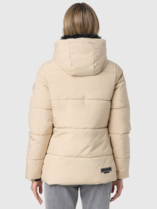 Navahoo Scurt Jachetă de femei Puffer Impermeabil pentru iarnă Beige