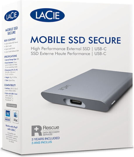 Lacie Mobile USB-C Εξωτερικός SSD 2TB 2.5" Μαύρο