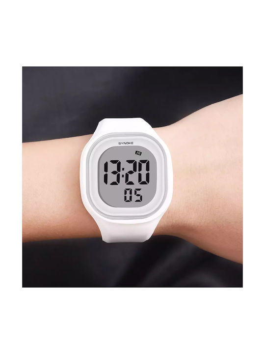 Synoke Kids Digital Watch with Rubber/Plastic Strap White