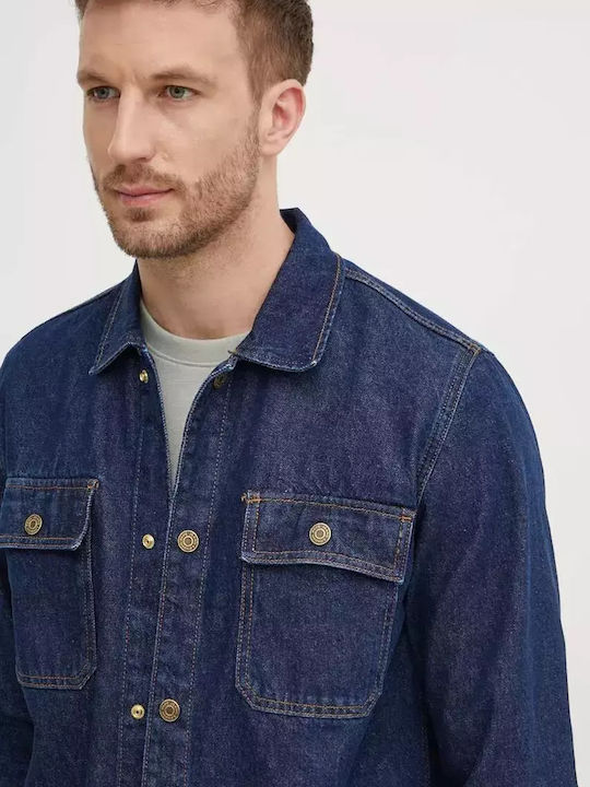 Дълъг Ръкав Деним Overshirt в Стандартна Кройка Син