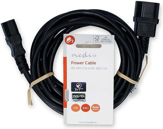Nedis IEC C13 - IEC C14 Cablu 3m Negru (CEGL10500BK30)