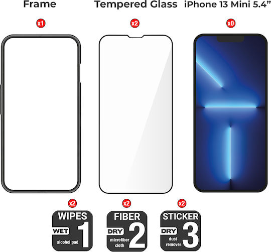 Amdetech 3D Tempered Glass 2buc (iPhone 13 mini)