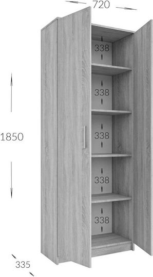Doppeltür Kleiderschrank Milen Sonoma 72.3x33.5x185.2cm