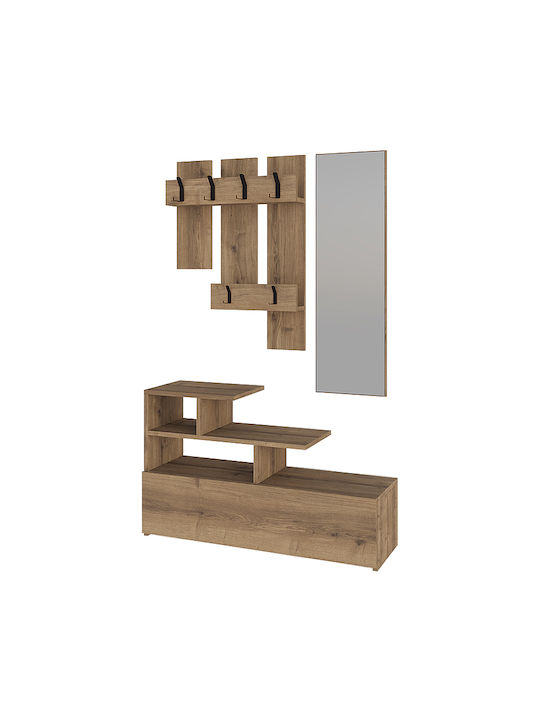 Vesty Entry Furniture with Mirror / Hanger & Shoe Rack Open Walnut 100x30x61cm