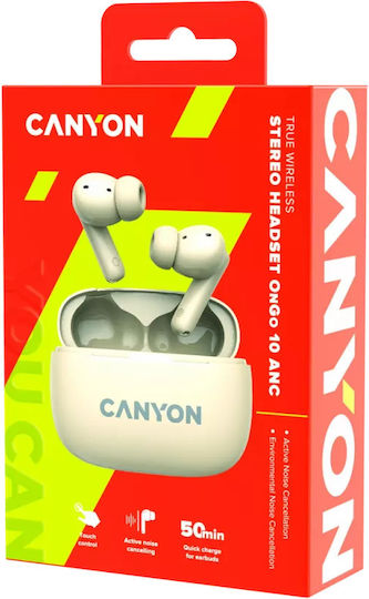Canyon TWS-10 In-ear Bluetooth Handsfree Earphones with Charging Case Beige