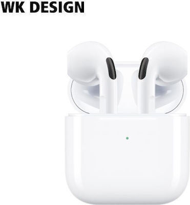 WK V04 In-ear Bluetooth Handsfree Ακουστικά με Θήκη Φόρτισης Λευκά