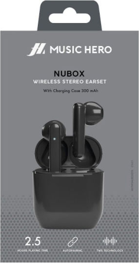 SBS Hero Nubox Earbud Bluetooth Handsfree Ακουστικά με Θήκη Φόρτισης Black