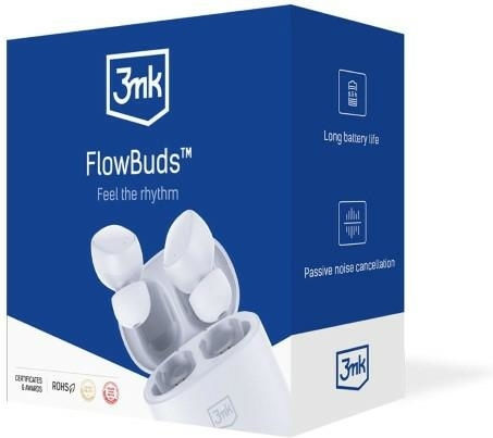 3MK FlowBuds Bluetooth Handsfree Ακουστικά με Θήκη Φόρτισης Λευκά