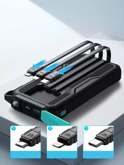 Joyroom JR-L016 Power Bank 10000mAh με Θύρα USB-A και Θύρα USB-C Μαύρο