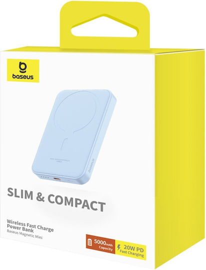 Baseus Magnetic Mini MagSafe Power Bank 5000mAh 20W με Θύρα USB-C Μπλε