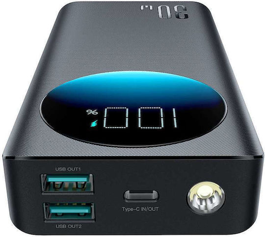 Joyroom JR-PBF03 Power Bank 30000mAh 30W with 2 USB-A Ports and USB-C Port Quick Charge 3.0 Black