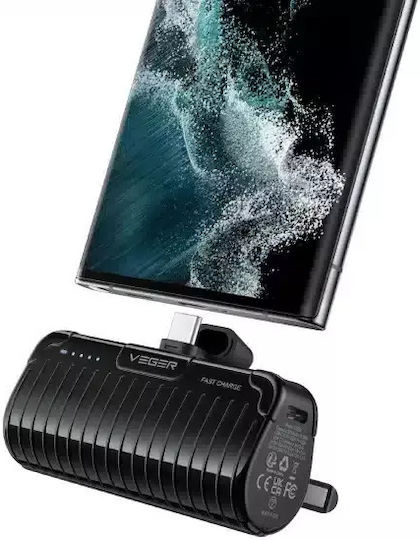 Veger Power Bank 5000mAh με Θύρα USB-C Μαύρο