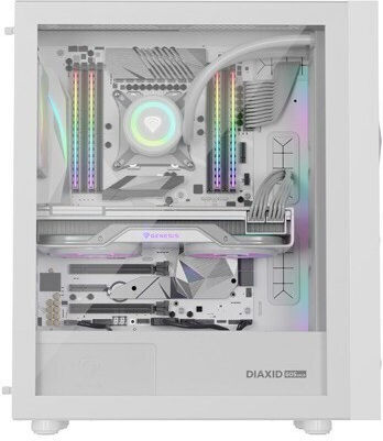 Natec Diaxid 605 Gaming Midi Tower Computer Case with Side Window and RGB Lighting White