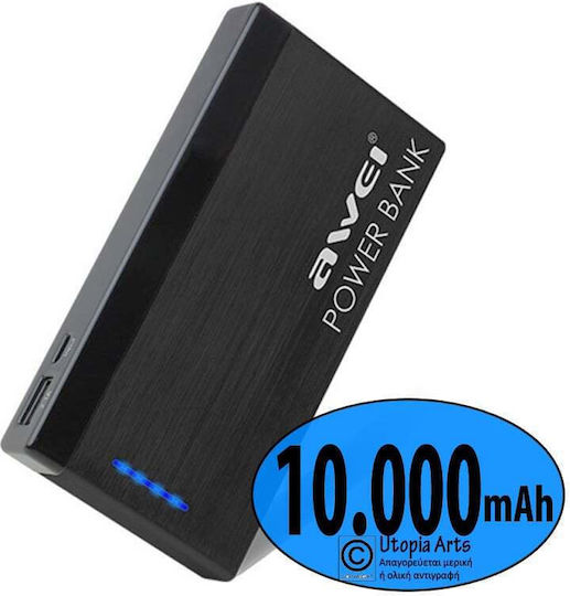 Awei P95K Power Bank 10000mAh με Θύρα USB-A και Θύρα USB-C Μαύρο