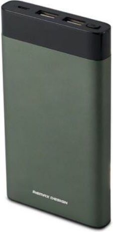 Remax RPP-120 Power Bank 10000mAh με 2 Θύρες USB-A Πράσινο