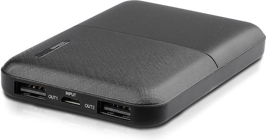 V-TAC VT-3517 Power Bank 5000mAh με 2 Θύρες USB-A Μαύρο