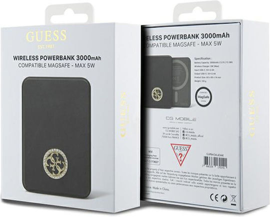 Guess Metal Logo MagSafe Power Bank 3000mAh 5W Black