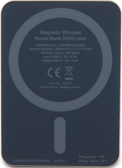Guess Metal Logo MagSafe Power Bank 3000mAh 5W Златист