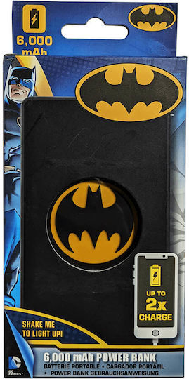 Lazerbuilt DC Batman Power Bank 6000mAh με 2 Θύρες USB-A Μαύρο