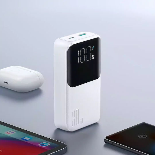 Joyroom Power Bank 10000mAh 30W με Θύρα USB-A και Θύρα USB-C Λευκό