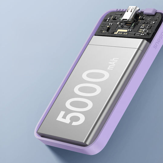 Baseus Magnetic Mini MagSafe Power Bank 5000mAh 20W с USB-C порт Лилав