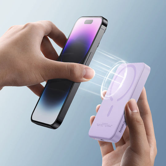 Baseus Magnetic Mini MagSafe Power Bank 5000mAh 20W с USB-C порт Лилав