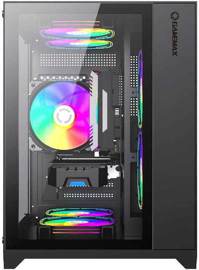 GameMax Infinity Gaming Mini Tower Κουτί Υπολογιστή με Πλαϊνό Παράθυρο Μαύρο