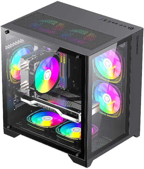 GameMax Infinity Gaming Mini Tower Κουτί Υπολογιστή με Πλαϊνό Παράθυρο Μαύρο