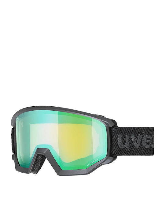 Uvex Athletic Fm Μάσκα Σκι & Snowboard Ενηλίκων Μαύρη με Φακό σε Μαύρο Χρώμα