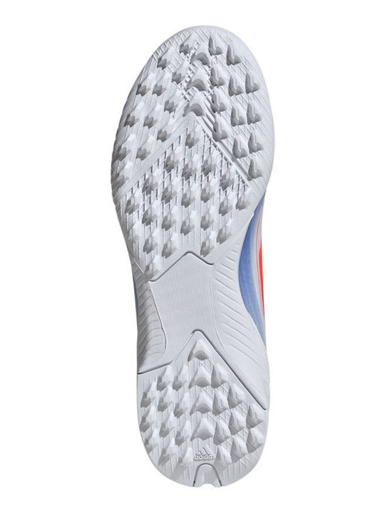 Kids Soccer Cleats & Shoes F50 League Turf Without Laces Cloud White Solar Red Lucid Blue