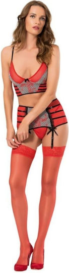 Moongirl Elegant in 039 Sexy Σετ Εσωρούχων με Ζαρτιέρες Red